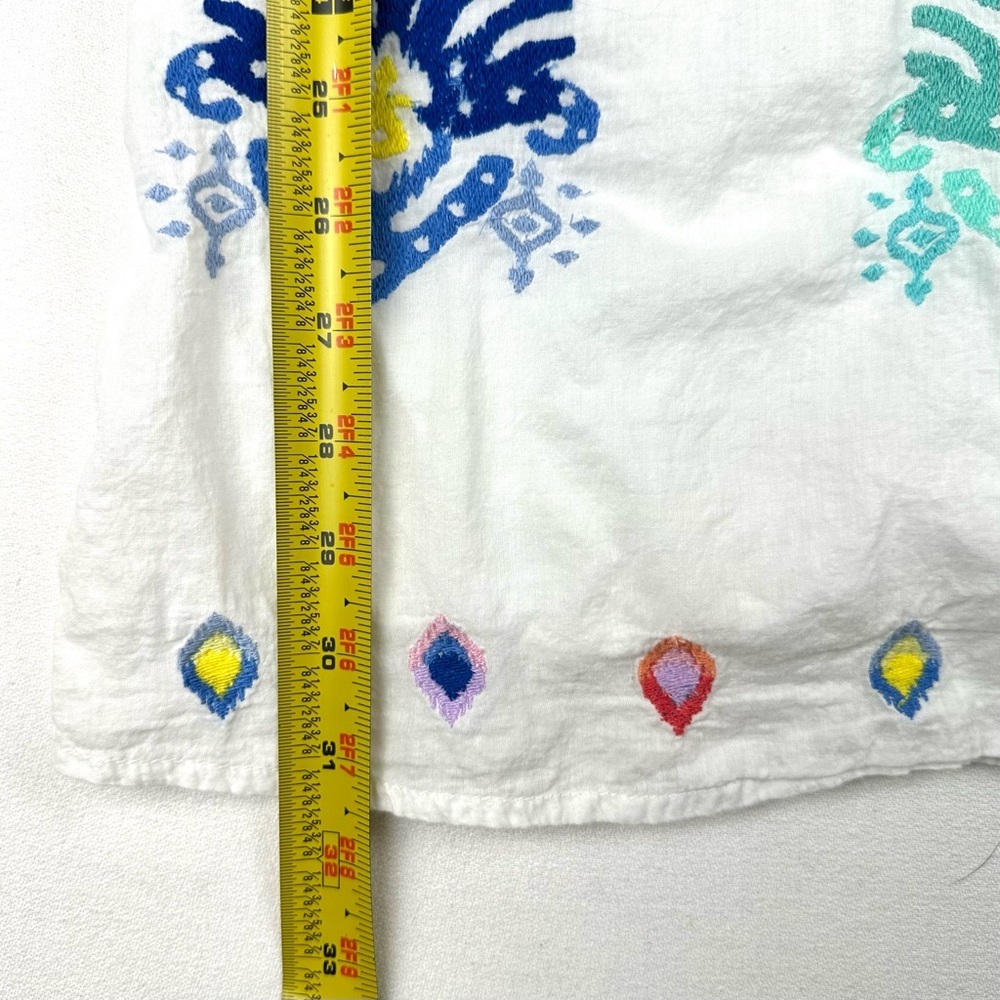 Tommy Bahama Watercolor Cotton-Voile Embroidered Split Neck Dress Resort Beach - Picture 11 of 11